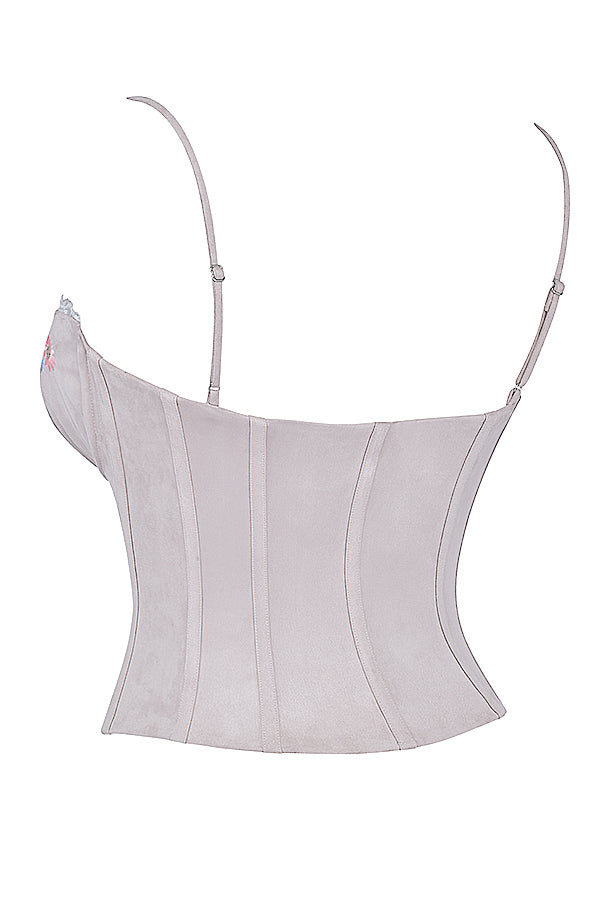 Corset brodé lavande clair