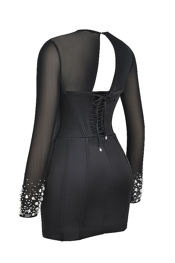 Robe corset noire cristallisée