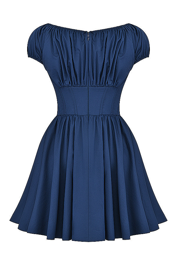 Mini-robe bleu marine française à plis