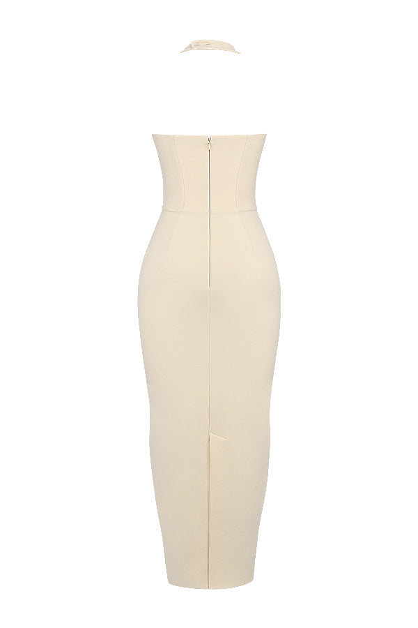 Robe longue dos nu écru