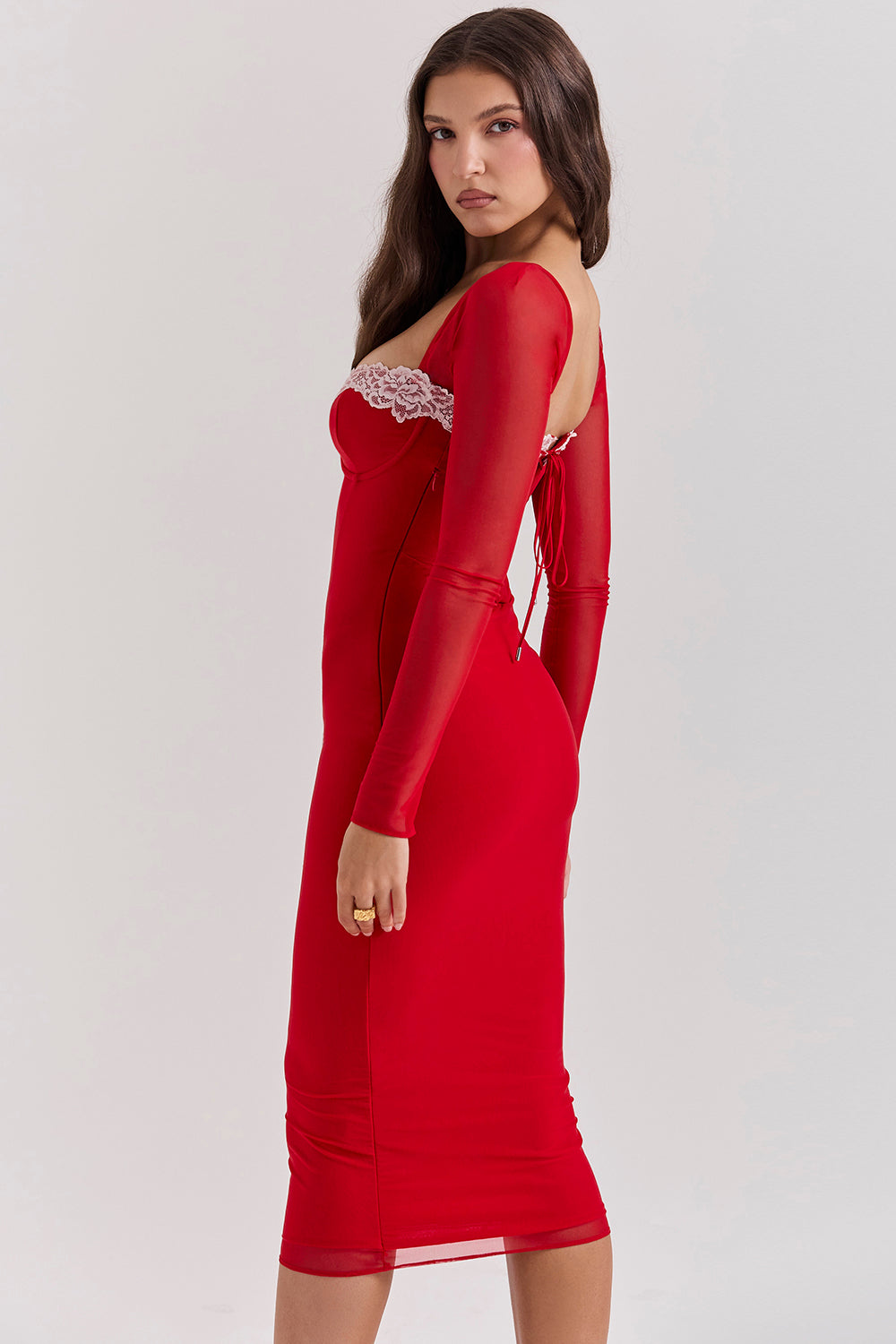 Robe corset rouge profond