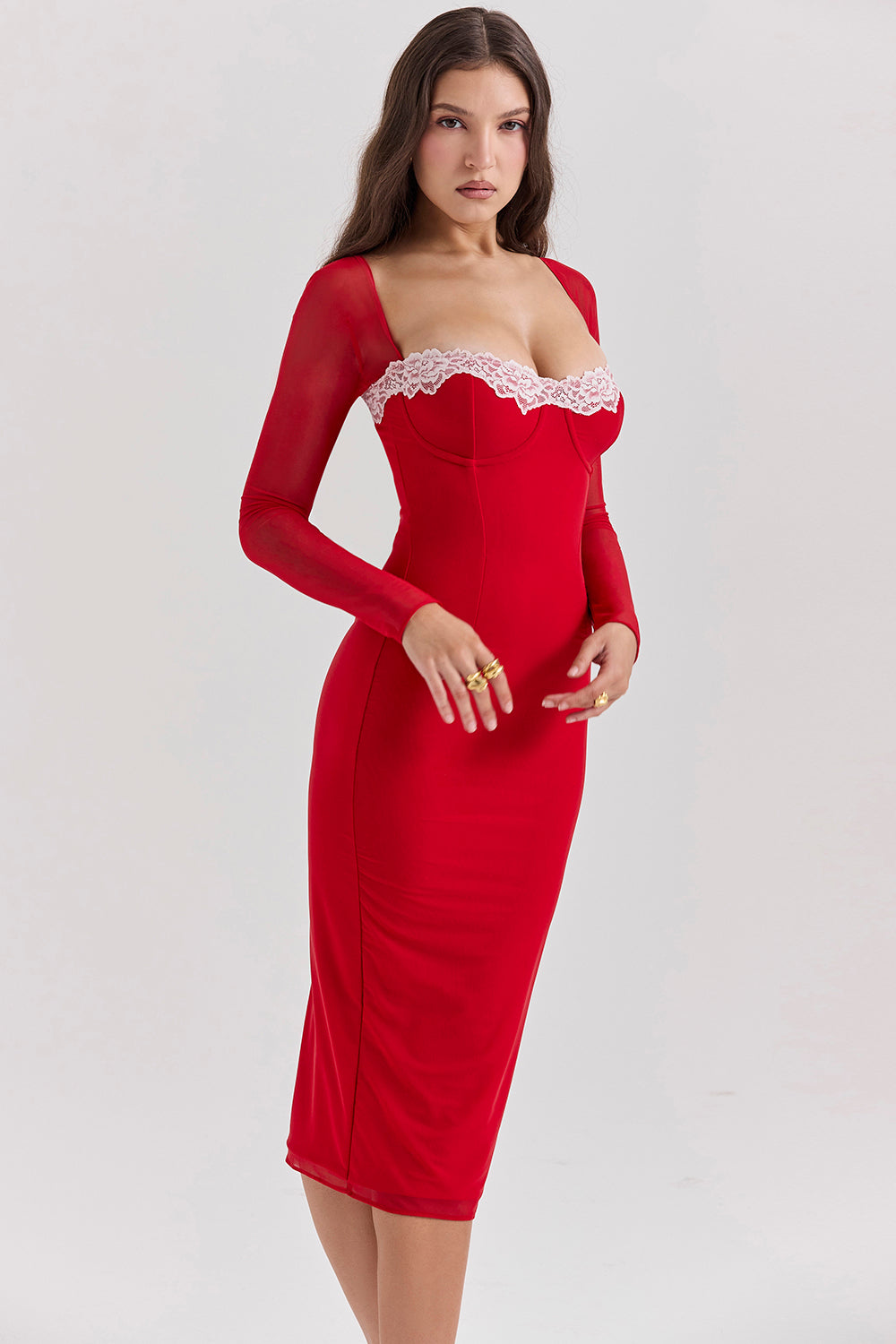 Robe corset rouge profond