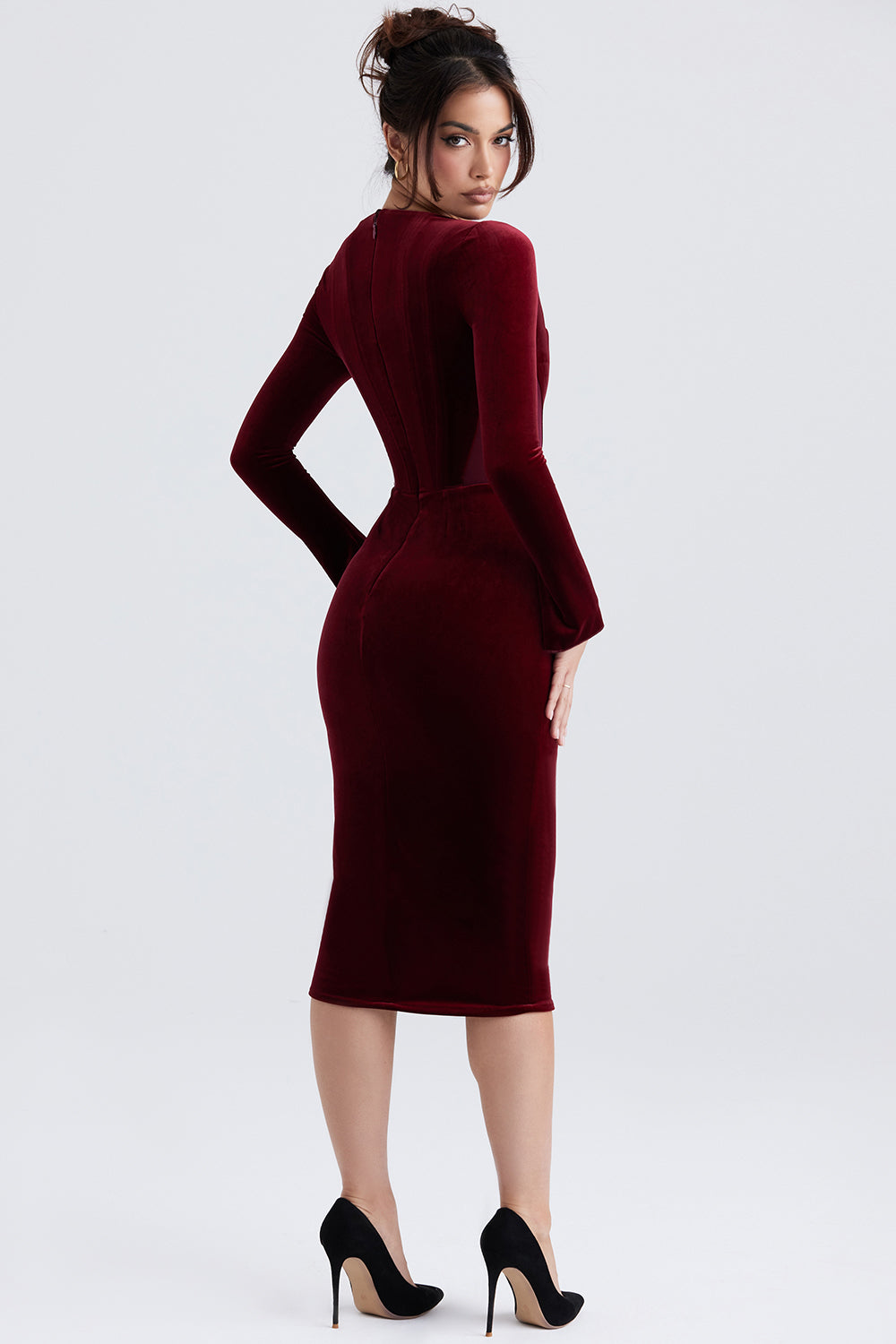 Robe corset en velours bordeaux