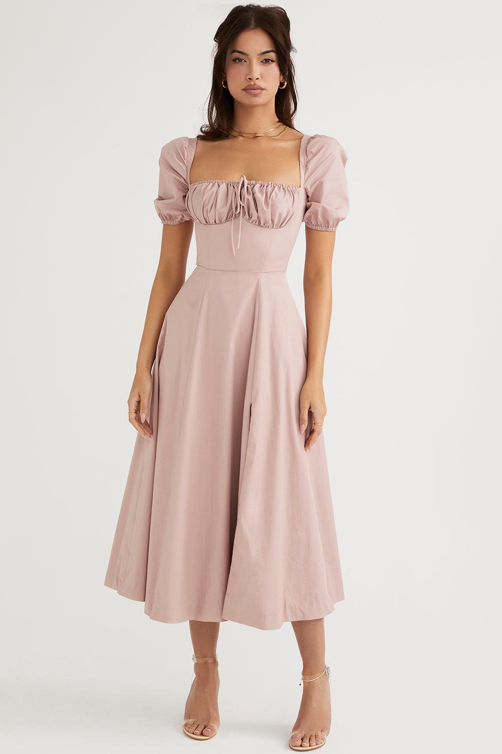 Robe d'été midi à manches bouffantes