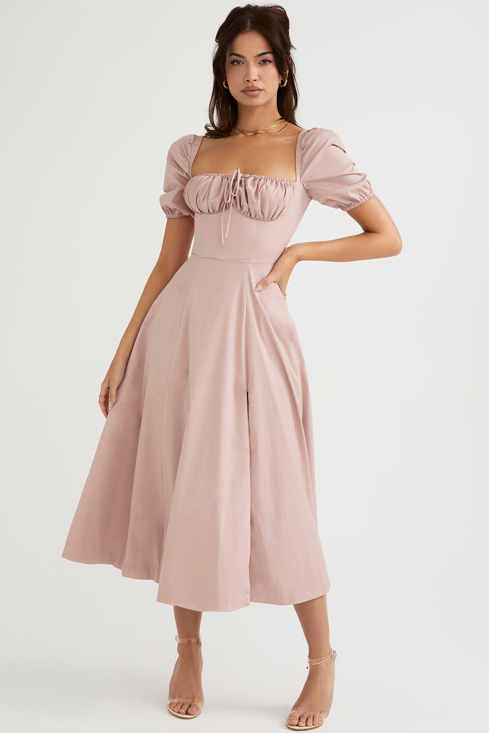 Robe d'été midi à manches bouffantes