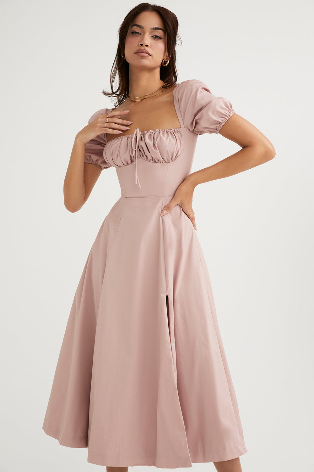 Robe d'été midi à manches bouffantes