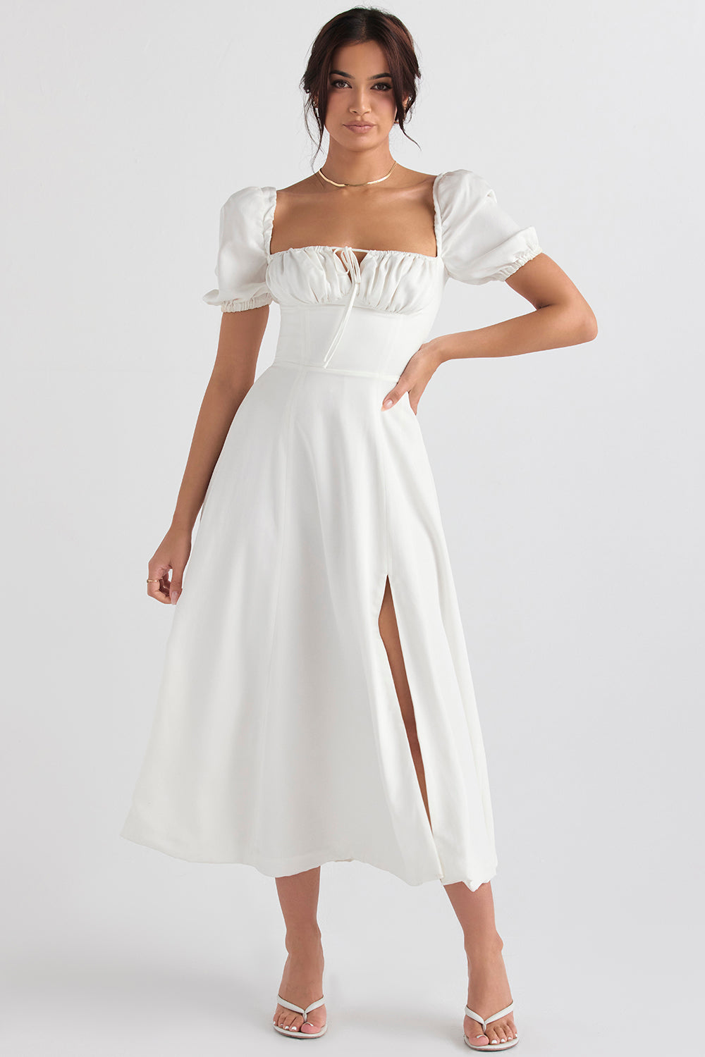 Robe d'été midi à manches bouffantes