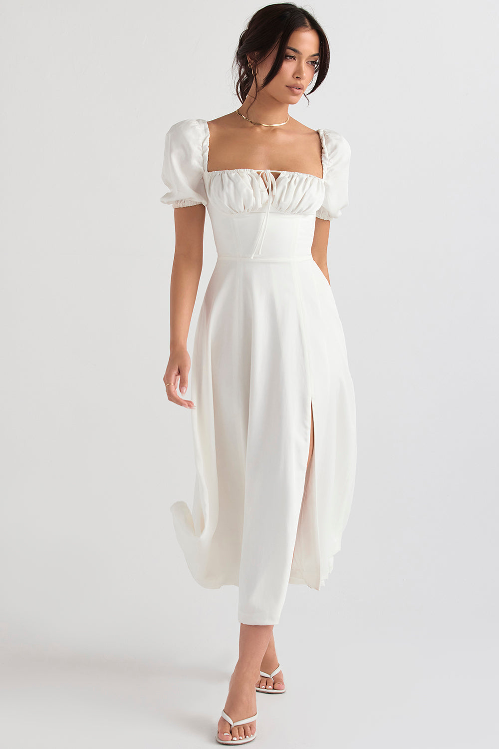 Robe d'été midi à manches bouffantes