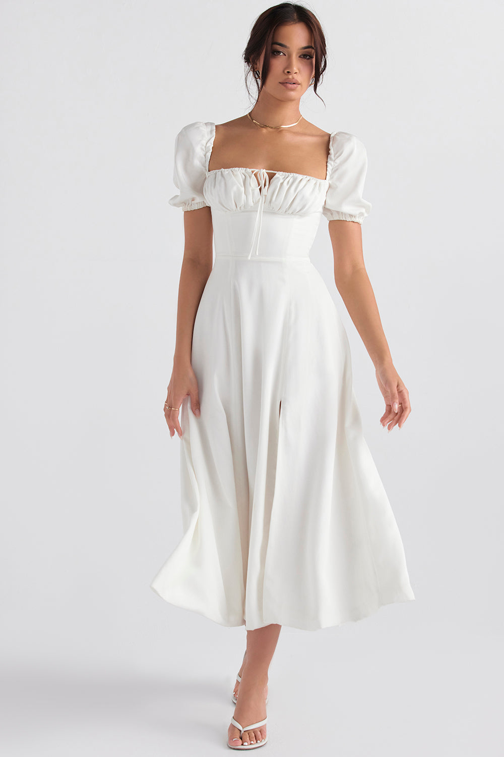 Robe d'été midi à manches bouffantes
