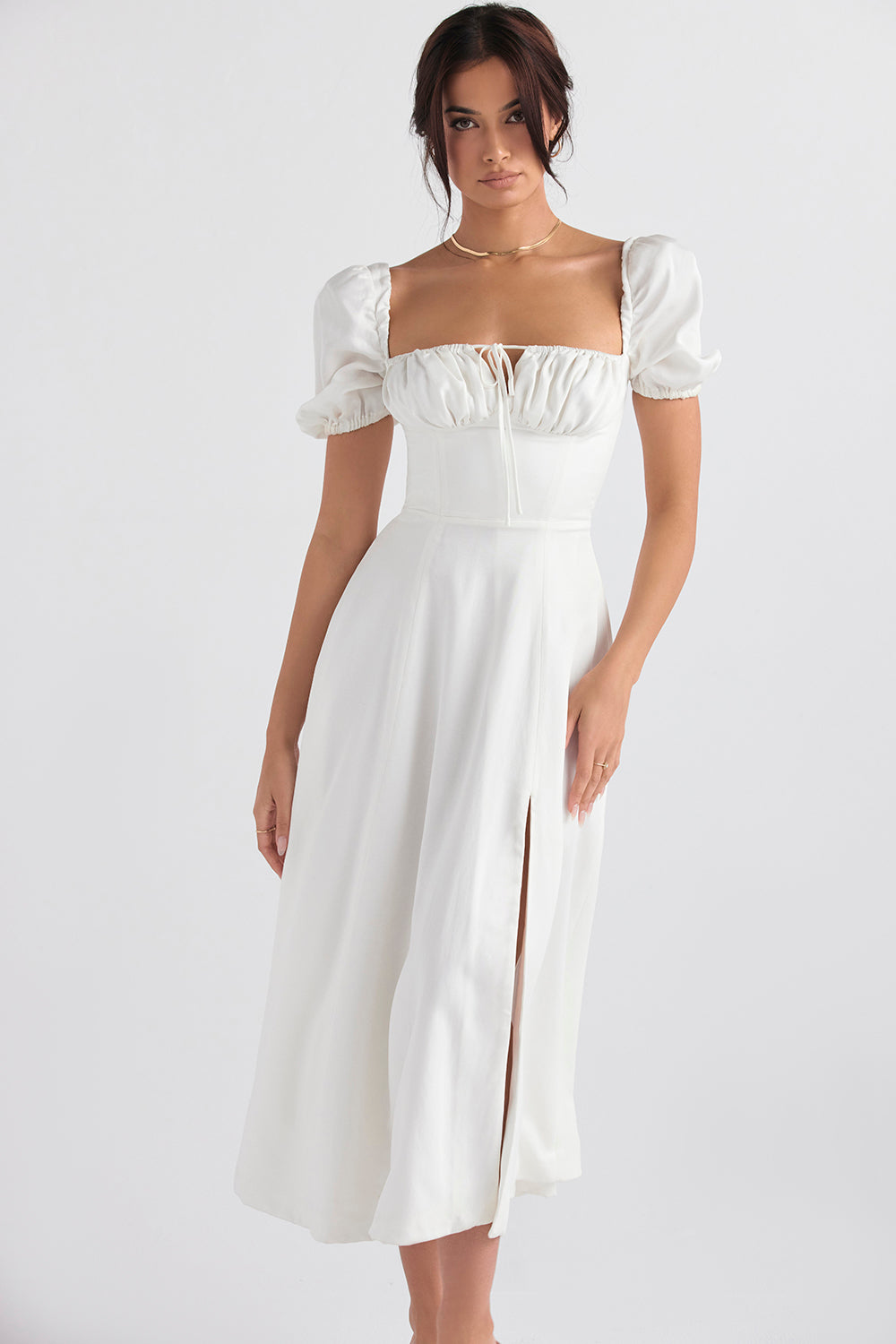 Robe d'été midi à manches bouffantes
