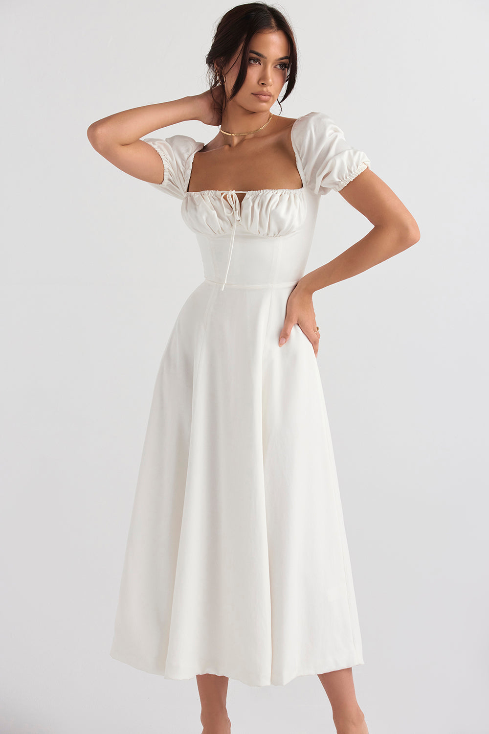 Robe d'été midi à manches bouffantes