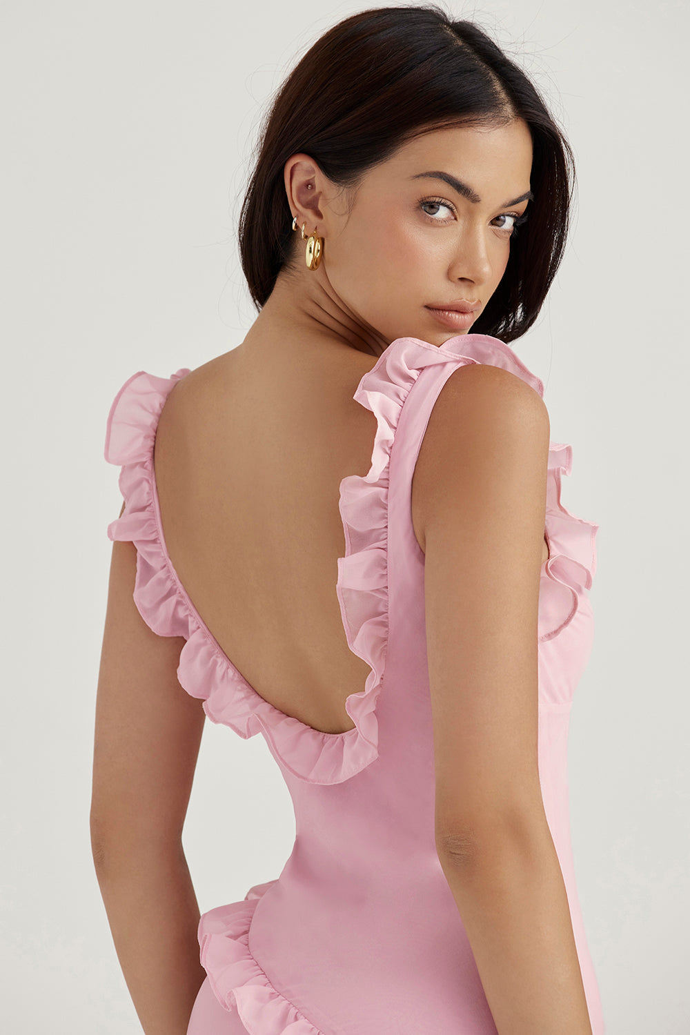 Mini-robe quartz rose à volants
