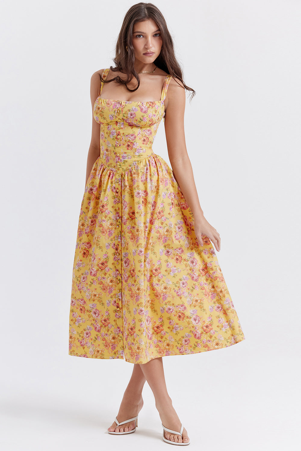 Robe d'été midi à fleurs