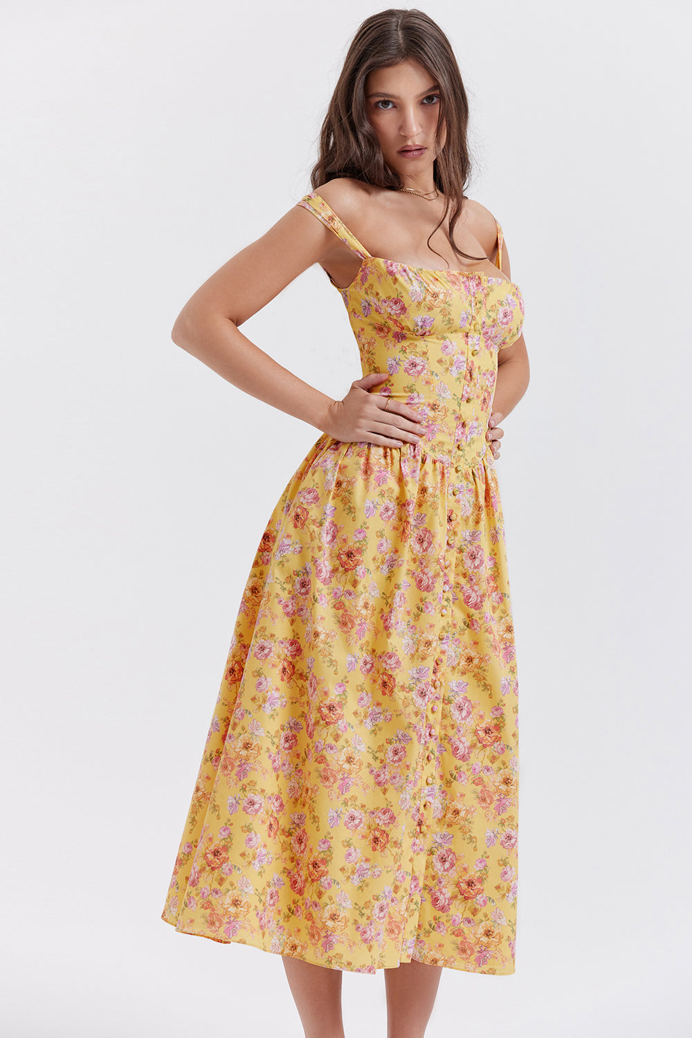 Robe d'été midi à fleurs
