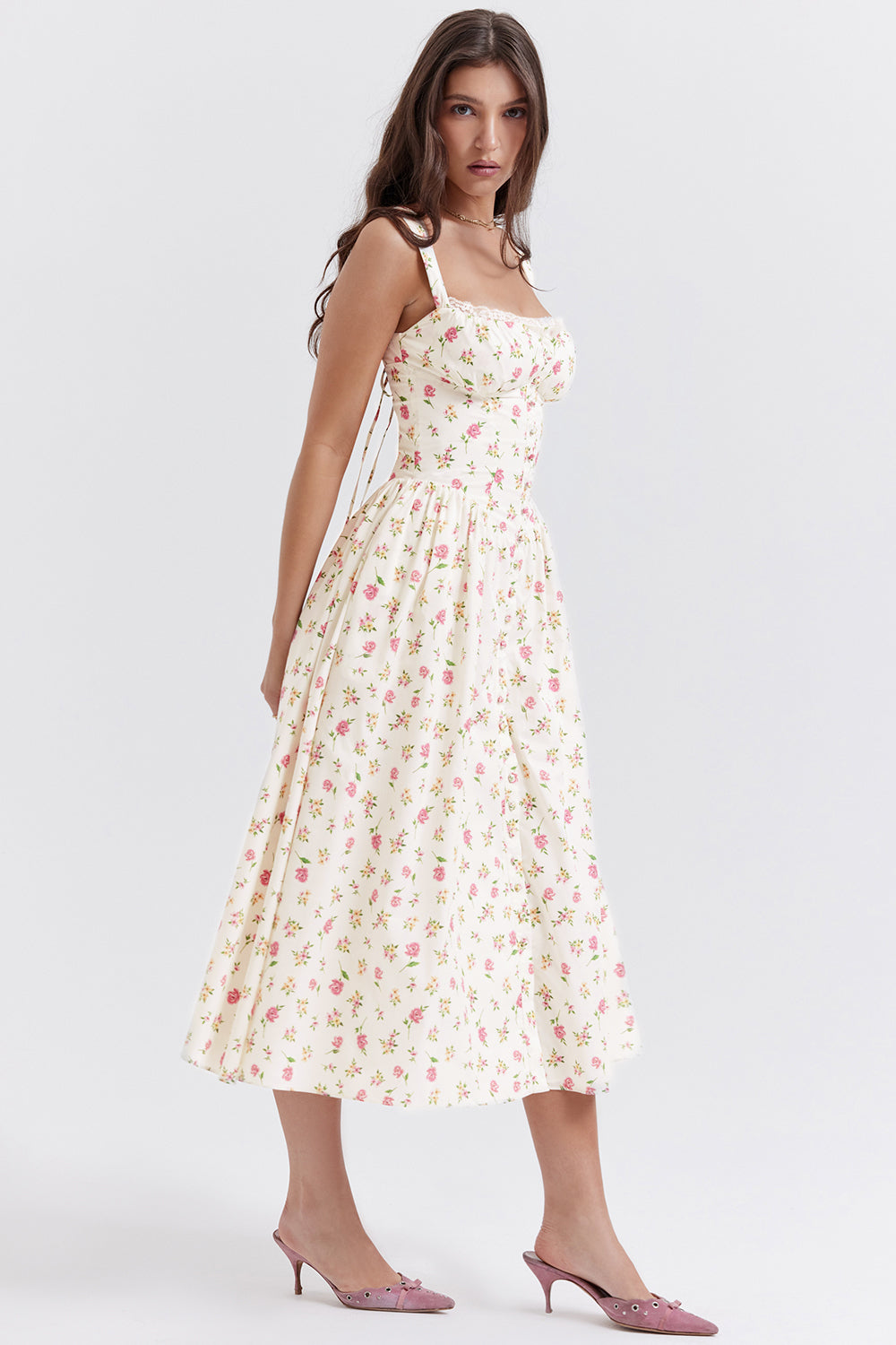 Robe d'été midi à fleurs