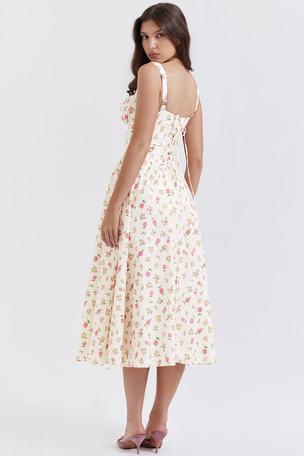 Robe d'été midi à fleurs