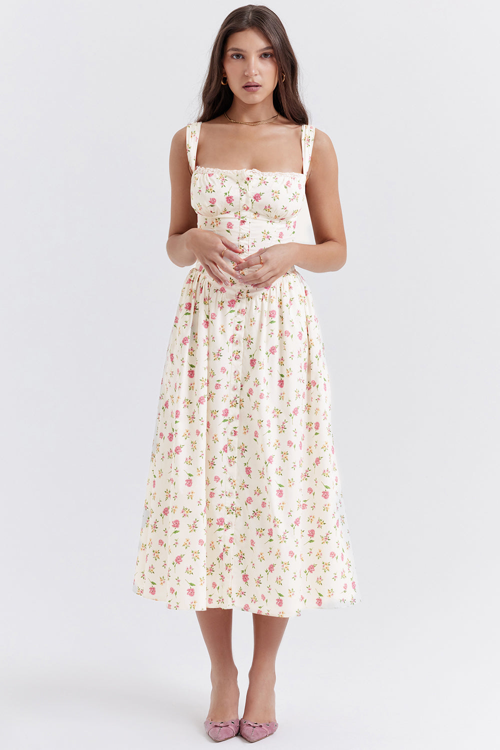 Robe d'été midi à fleurs