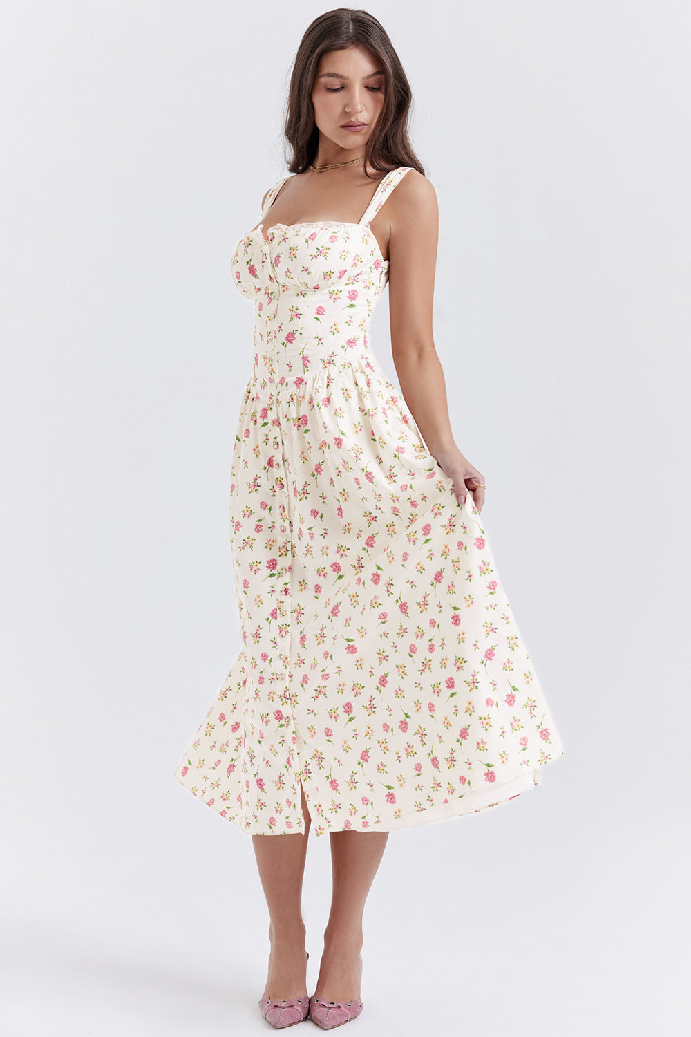 Robe d'été midi à fleurs