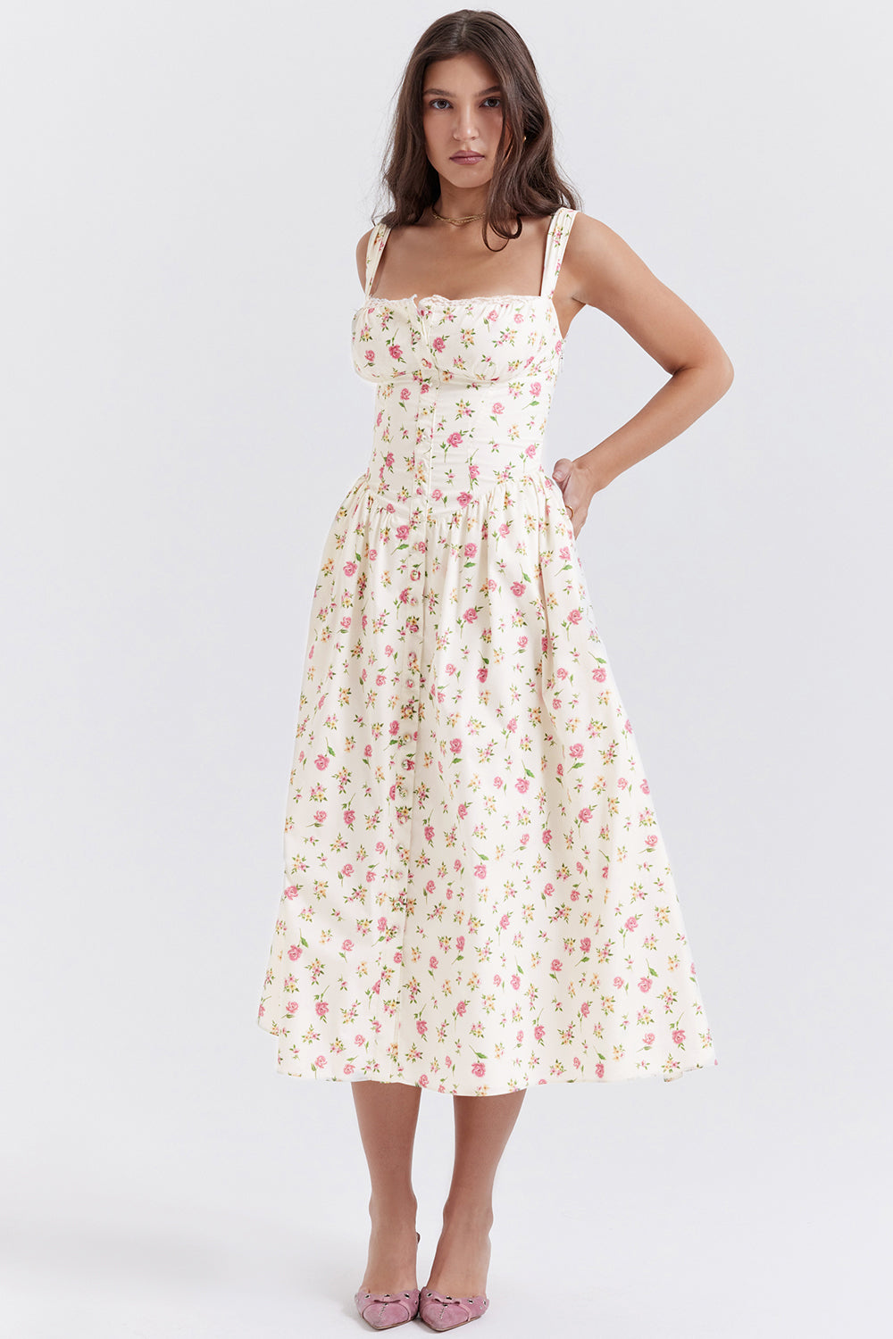 Robe d'été midi à fleurs