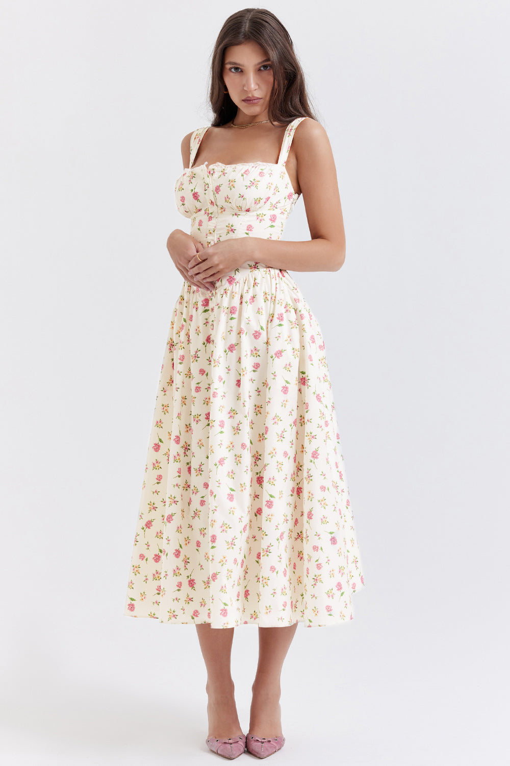 Robe d'été midi à fleurs