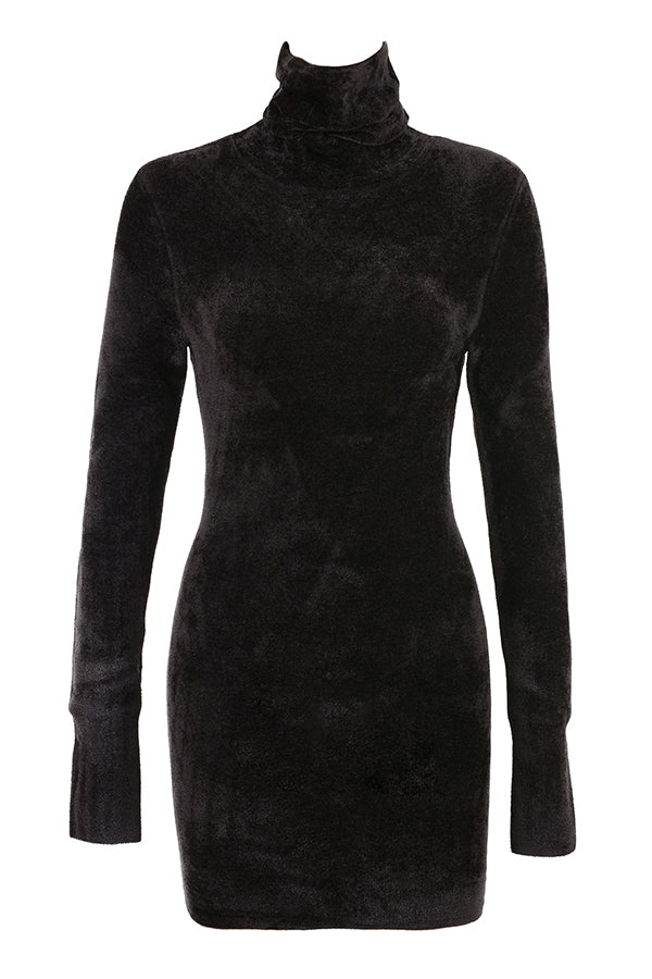 Mini-robe en chenille fauve