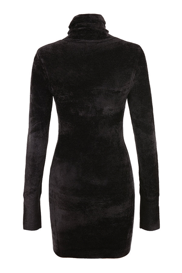Mini-robe en chenille fauve