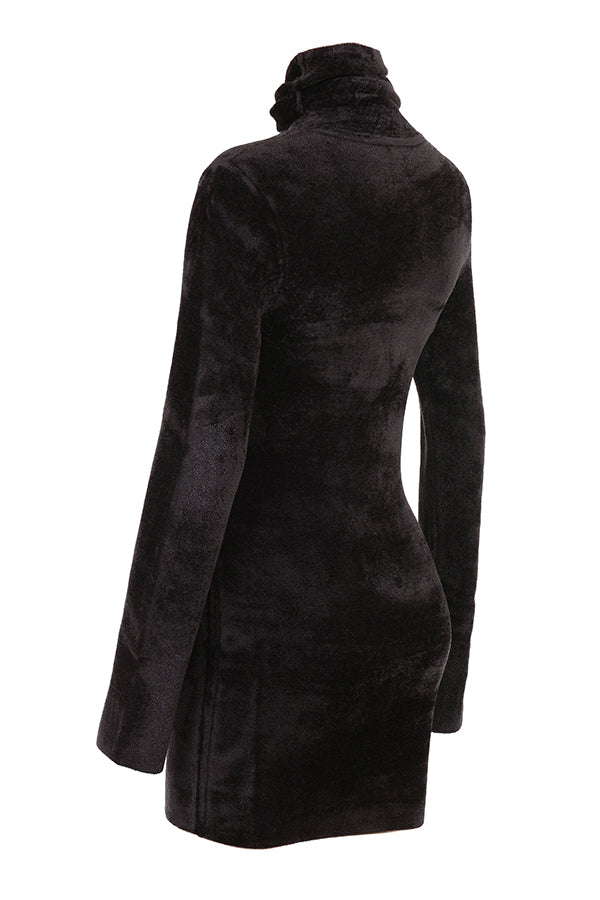 Mini-robe en chenille fauve
