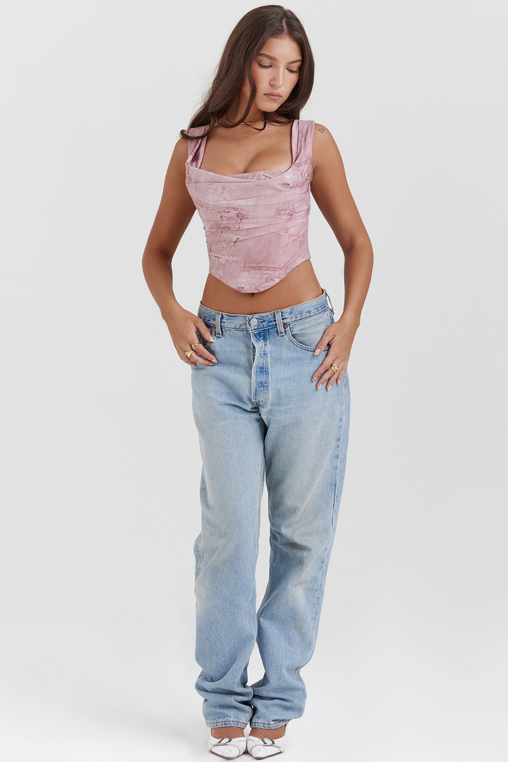 Corset imprimé rose