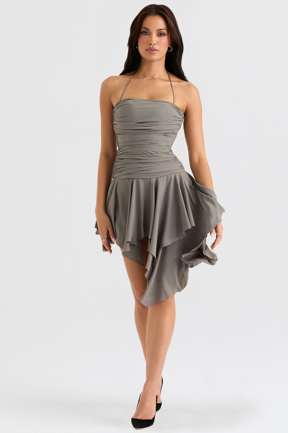 Robe asymétrique froncée Smoke