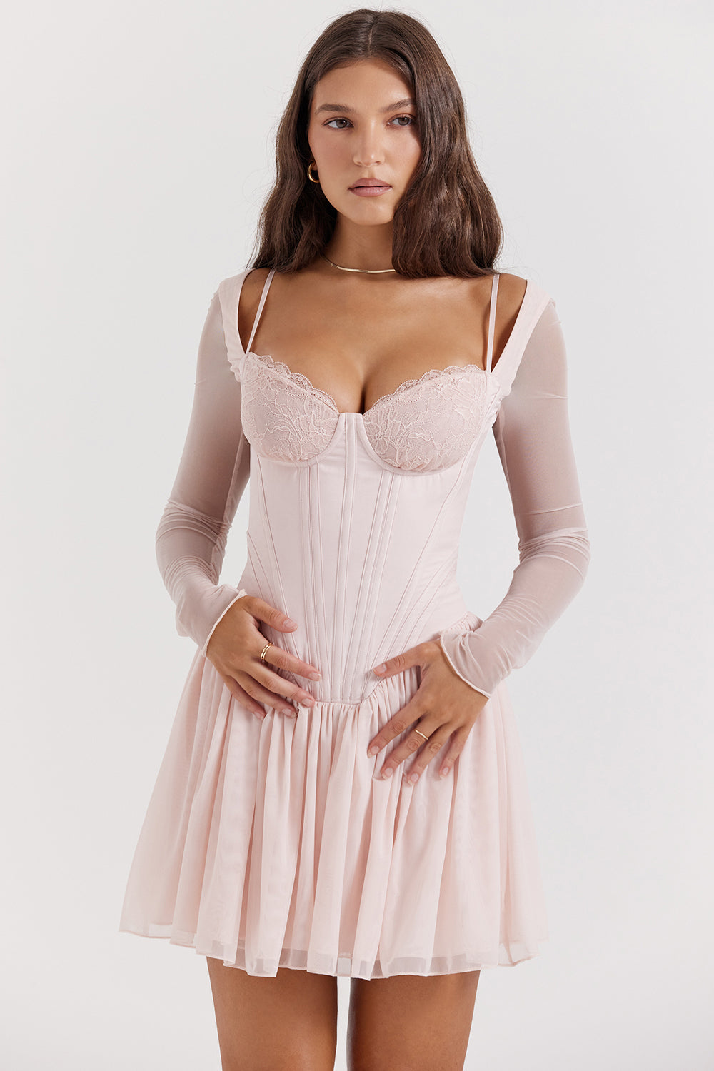 Mini-robe corset couleur pàche douce