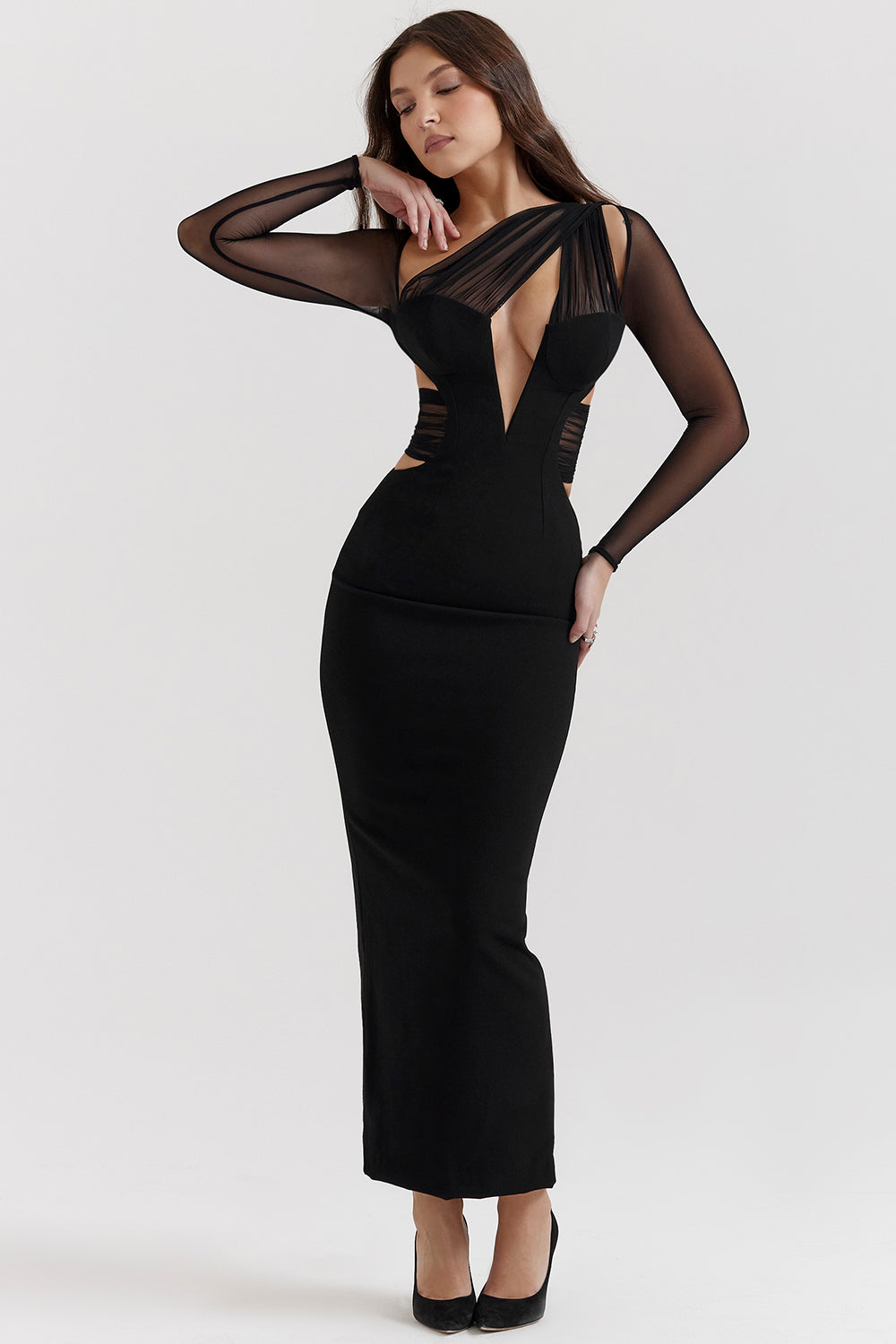 Robe longue plongeante