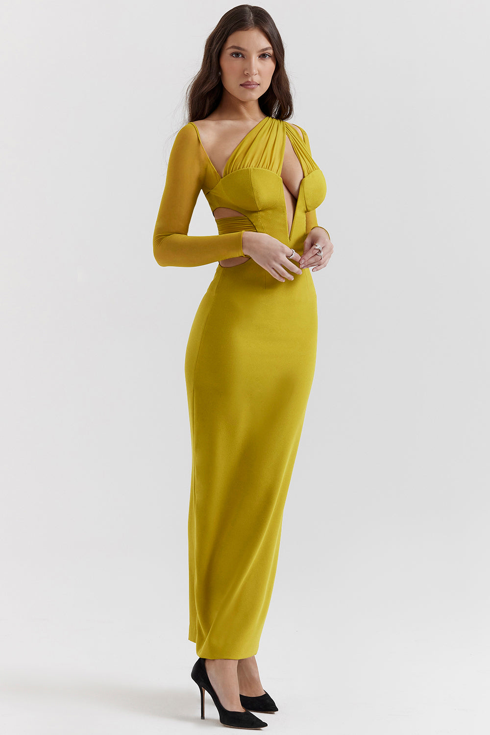 Robe longue plongeante